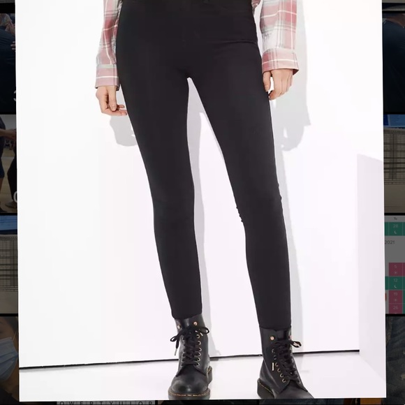 American Eagle Black Hi Rise Jegging Sz 4 - Picture 1 of 5